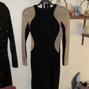 Xscape Black Dress with Silver Accents